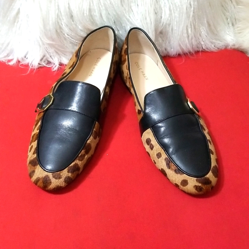 Cole Haan Leopard Print and Black Loafers